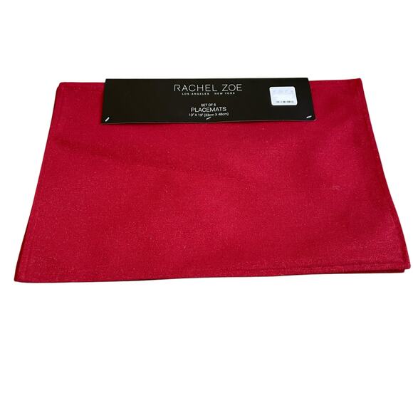 6pc Rachel Zoe Holiday Red Sparkle Placemats 13x19 Chic Christmas Decor New - Picture 5 of 12